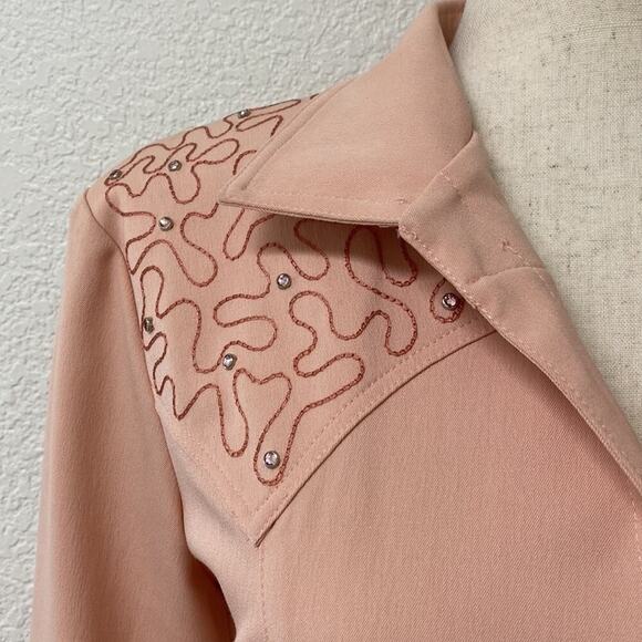 Vintage **Rare** Sage West Western Snap Pearl Button Long Sleeve Top - Picture 11 of 16